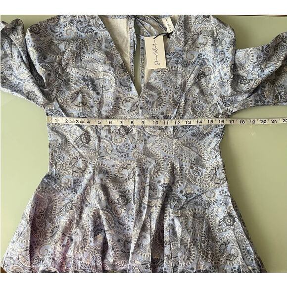 New Sokie Collective Long Sleeve Mini Dress in Blue Paisley Women's Size M - Picture 9 of 10